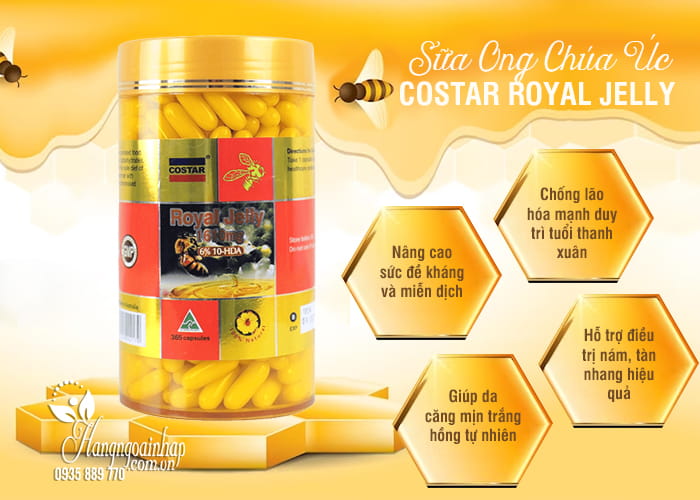 Sữa Ong Chúa Úc Costar Royal Jelly 1610mg 365 Viên - Chống lão hóa 5
